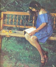  Наташа Нестерова на садовой скамейке (1914 г.)